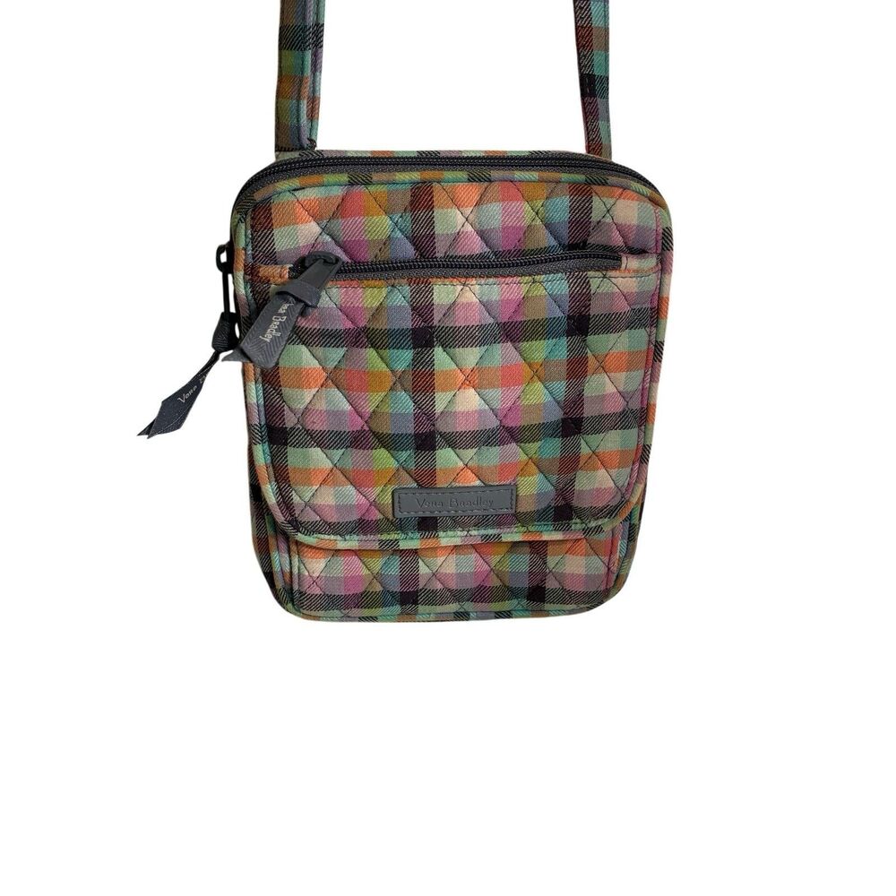Vera Bradley Women's RFID Mini Hipster Multicolored Gingham Check Pattern 6”x7.5